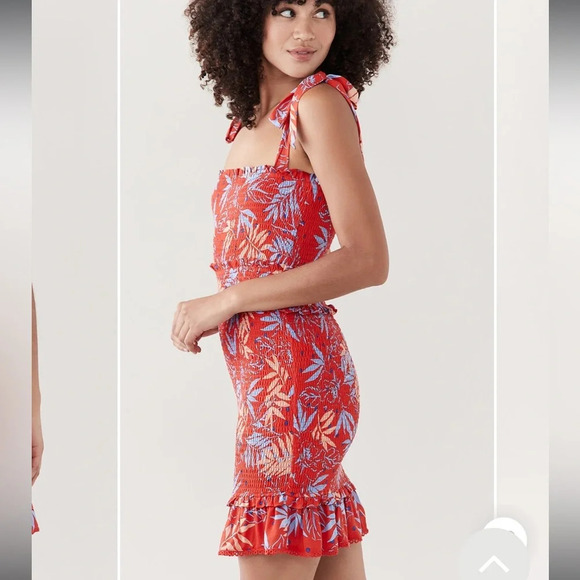 Lost + Wander Still On Vacay Mini Dress Red Sleeveless Size XS Tropical Print - Picture 4 of 15